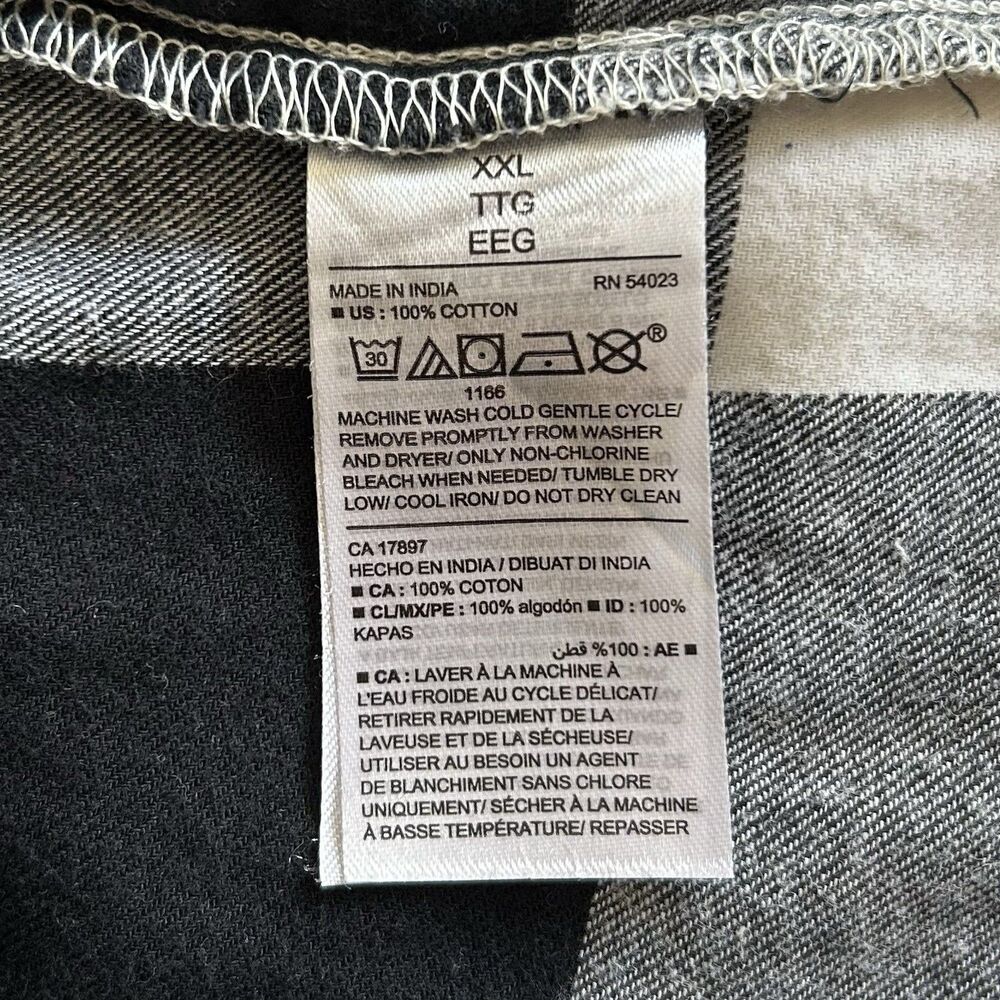 Old Navy Shirt Women XXL Black White Plaid Buffalo Classic Flannel Preppy Casual - Picture 4 of 12